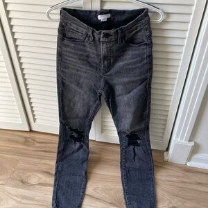 Good American Dark Gray Distressed Skinny Jeans